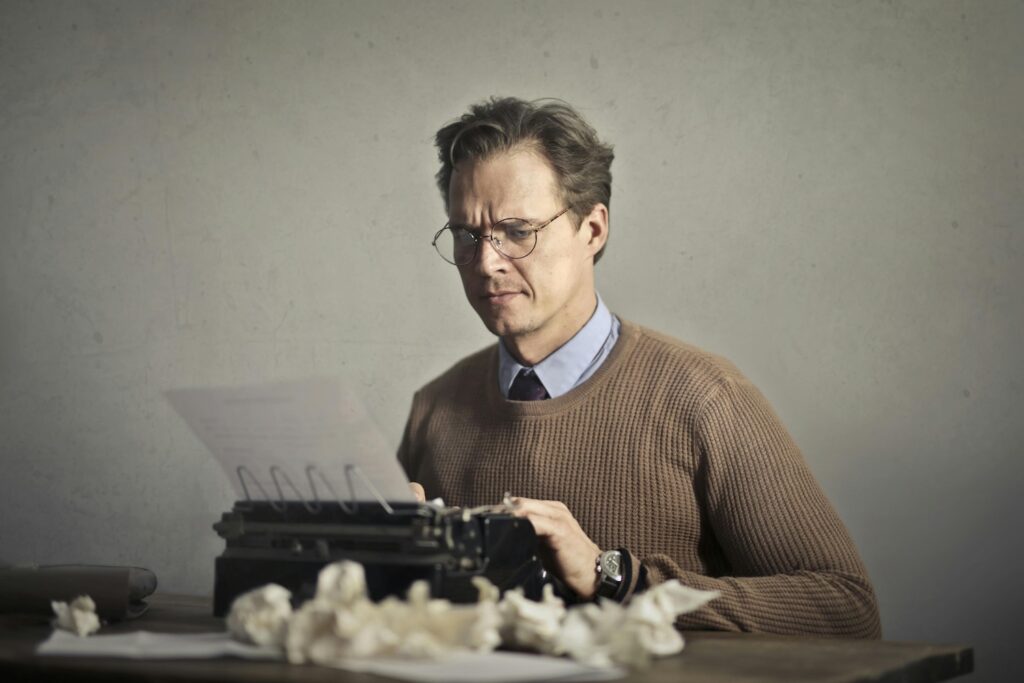 guy and his typewriter