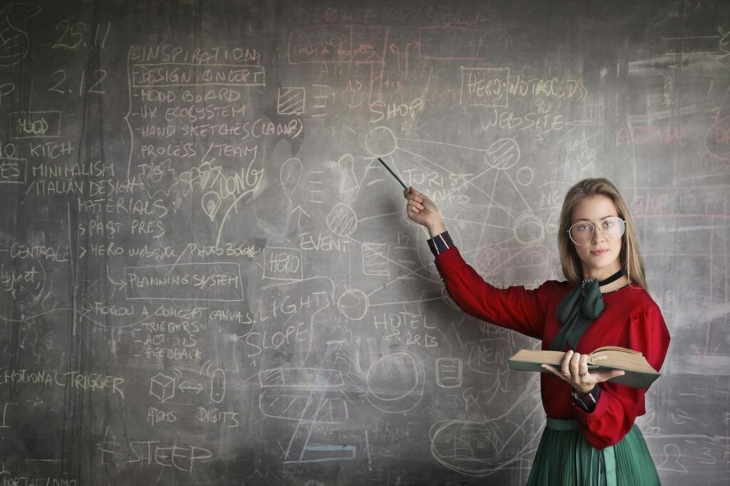 teacher and chalkboard